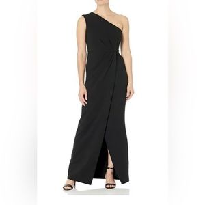 Calvin Klein black one shoulder gown size 10